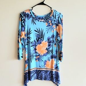 Ruby Rd. Multicolored Floral Tunic Top size PM